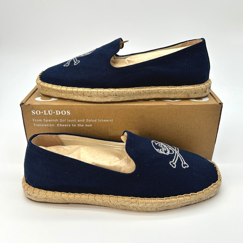 Mens Slip-on Shoes Soludos Smoking Espadrille Sz 10-10.5 Blue Organic Cotton NEW